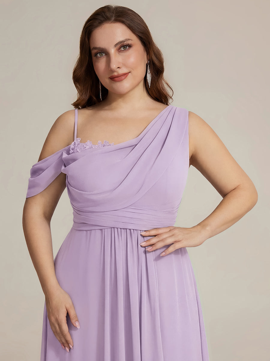 Robe longue asymétrique à sequins à manches courtes en forme de A #Couleur_Lilas Givré