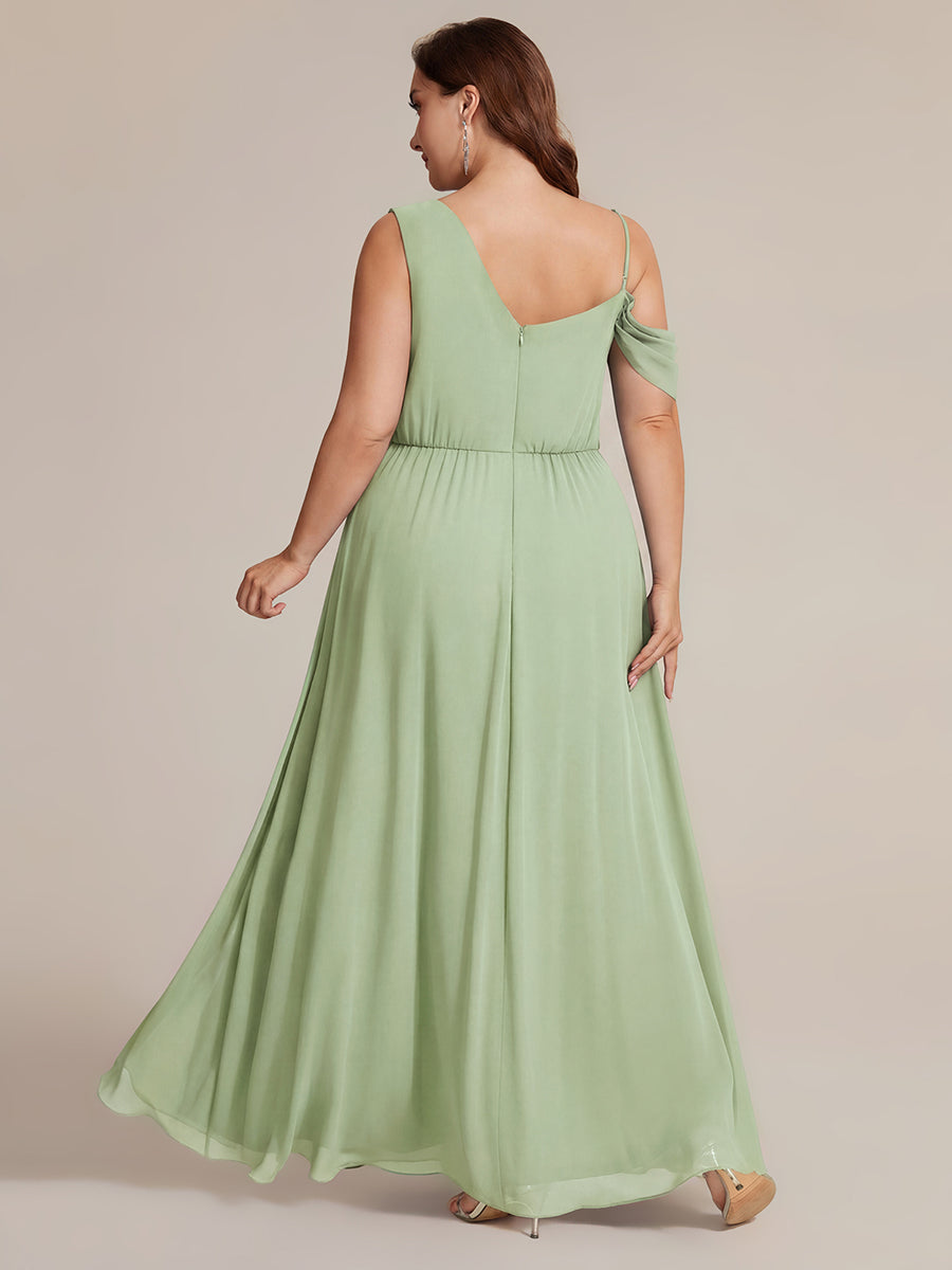 Robe longue asymétrique à sequins à manches courtes en forme de A #Couleur_Menthe Verte