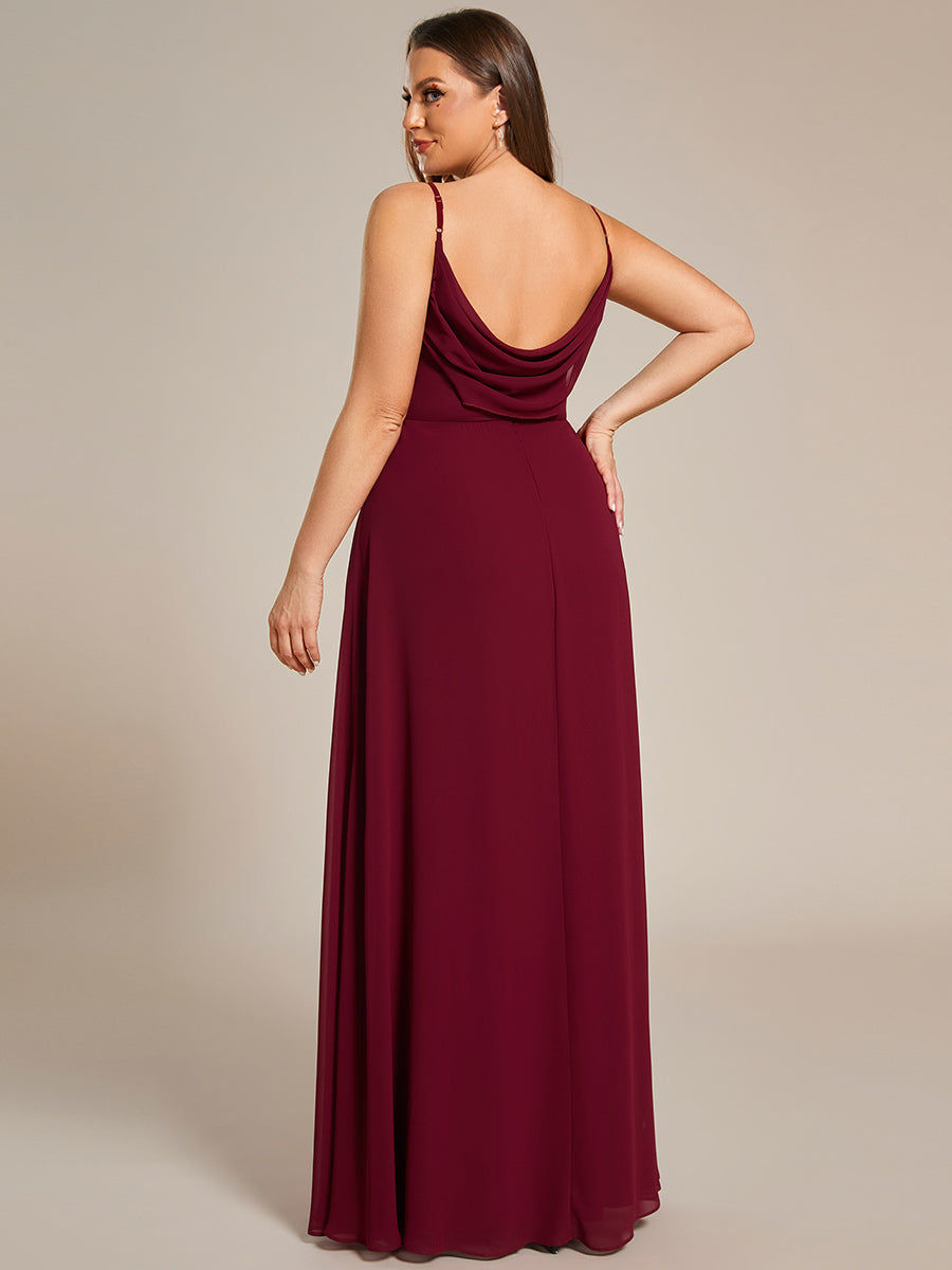 Robe de demoiselle d'honneur drapée au dos avec décolleté en cœur #Couleur_Bordeaux