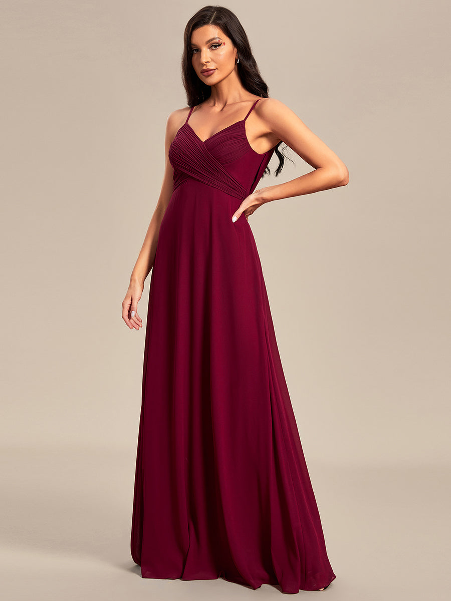 Robe de demoiselle d'honneur drapée au dos avec décolleté en cœur #Couleur_Bordeaux