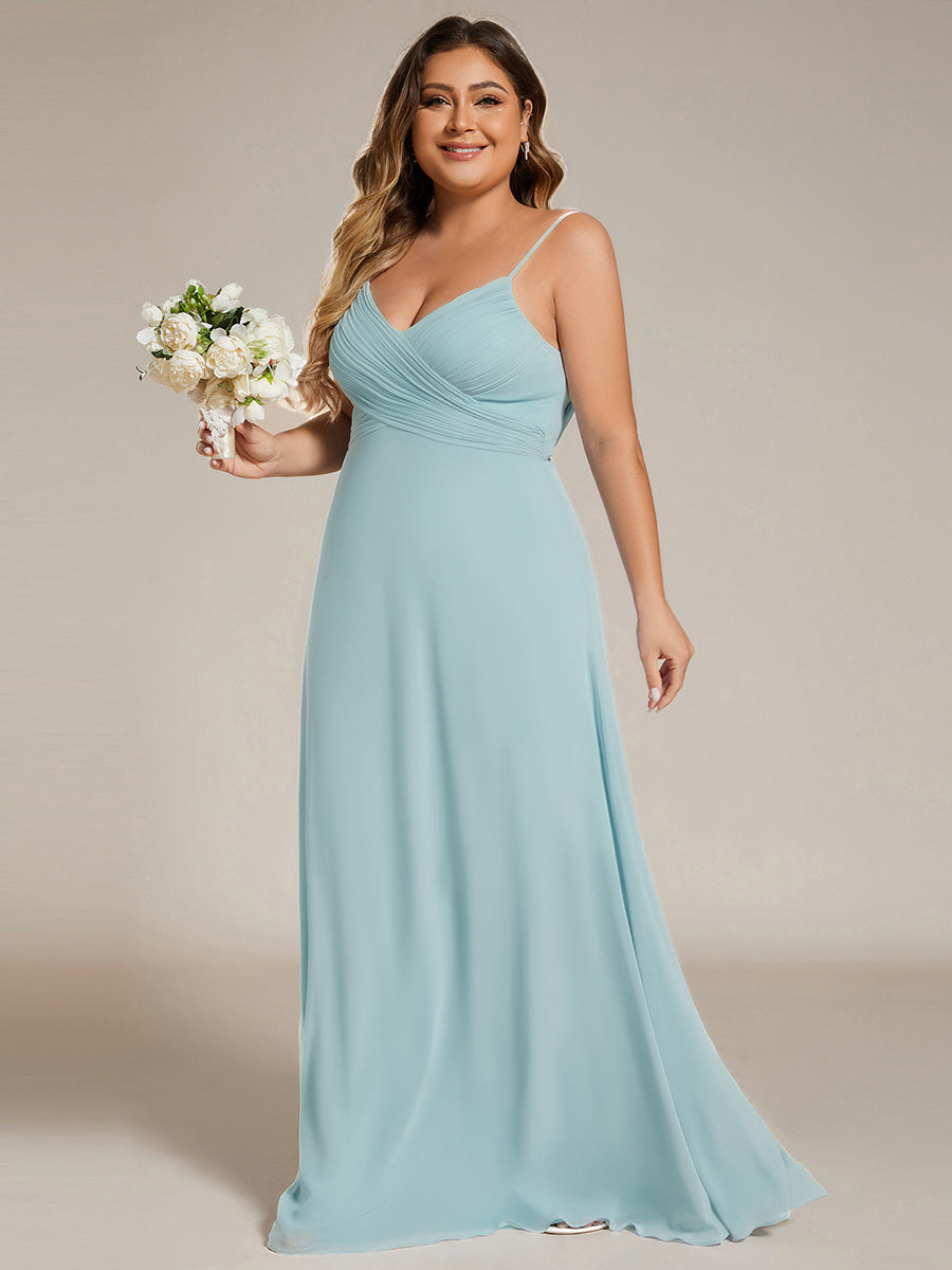 Robe de demoiselle d'honneur drapée au dos avec décolleté en cœur #Couleur_Bleu Ciel