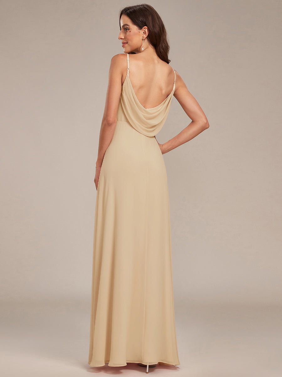 Robe de demoiselle d'honneur drapée au dos avec décolleté en cœur #Couleur_Charbon