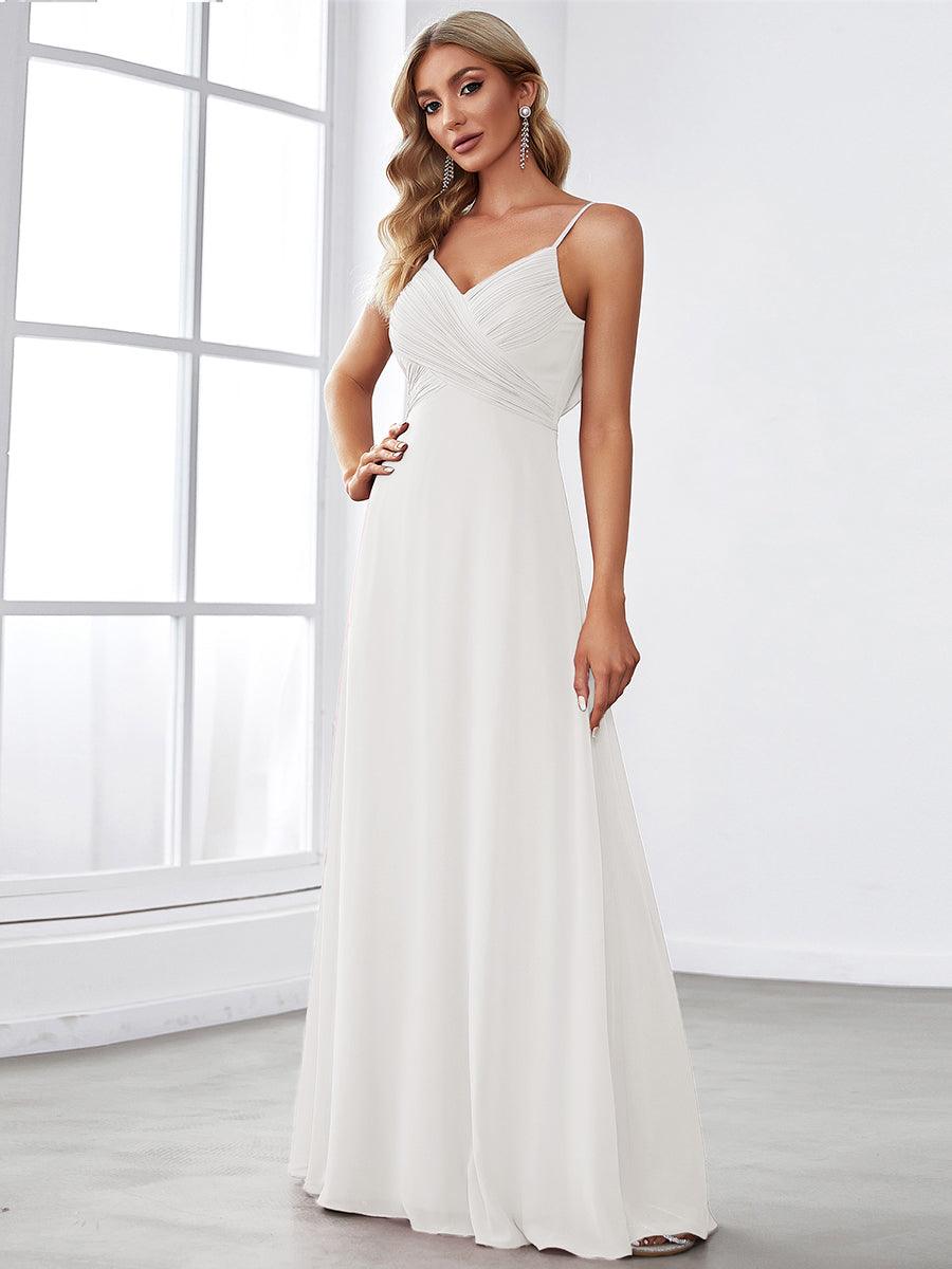 Robe de demoiselle d'honneur drapée au dos avec décolleté en cœur #Couleur_Creme
