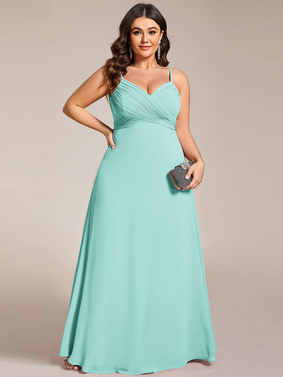 Robe de demoiselle d'honneur drapée au dos avec décolleté en cœur #Couleur_Bleu pastel
