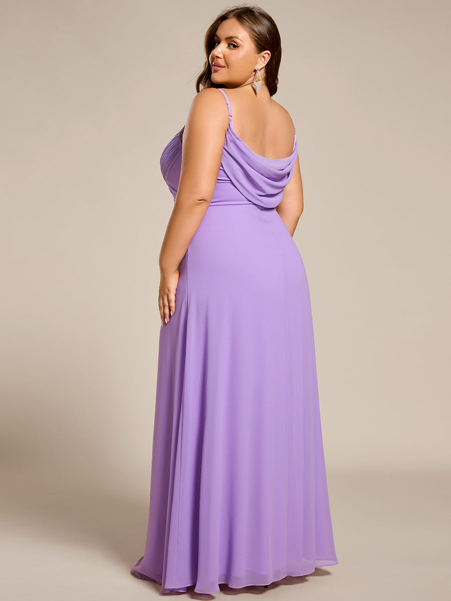 Robe de demoiselle d'honneur drapée au dos avec décolleté en cœur #Couleur_Lavande