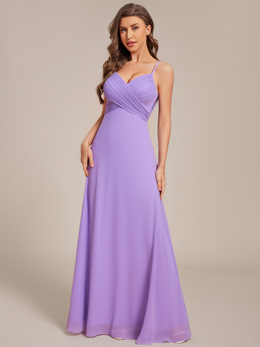 Robe de demoiselle d'honneur drapée au dos avec décolleté en cœur #Couleur_Lavande