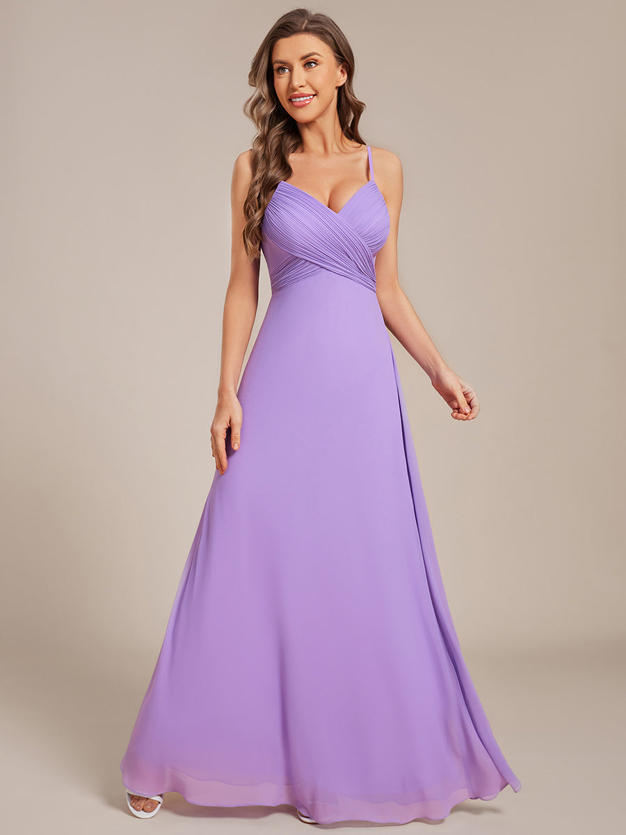Robe de demoiselle d'honneur drapée au dos avec décolleté en cœur #Couleur_Lavande