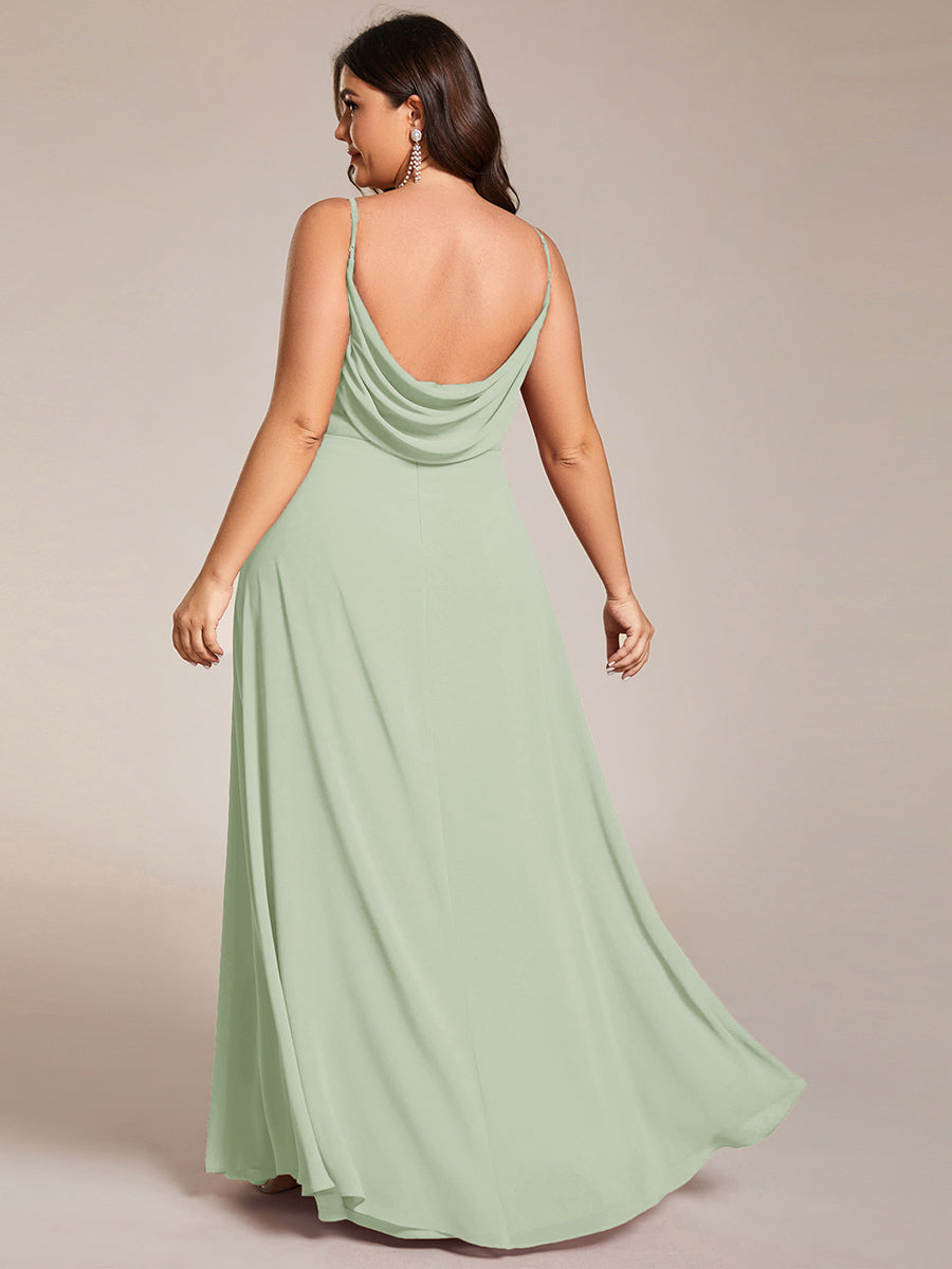 Robe de demoiselle d'honneur drapée au dos avec décolleté en cœur #Couleur_Menthe Verte