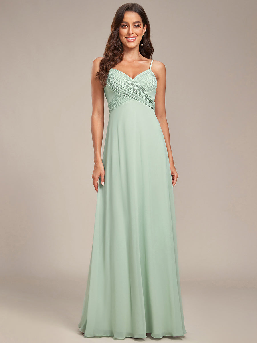 Robe de demoiselle d'honneur drapée au dos avec décolleté en cœur #Couleur_Menthe Verte