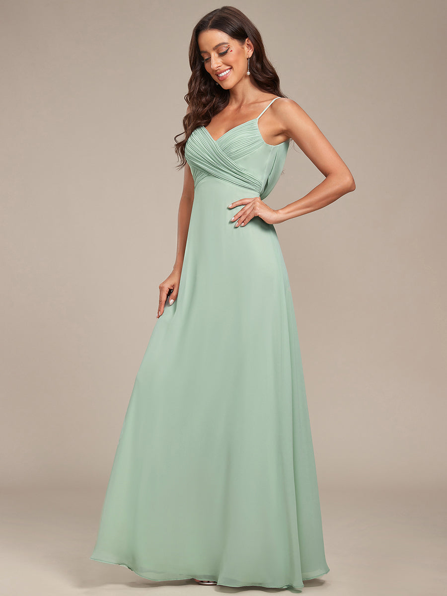 Robe de demoiselle d'honneur drapée au dos avec décolleté en cœur #Couleur_Menthe Verte
