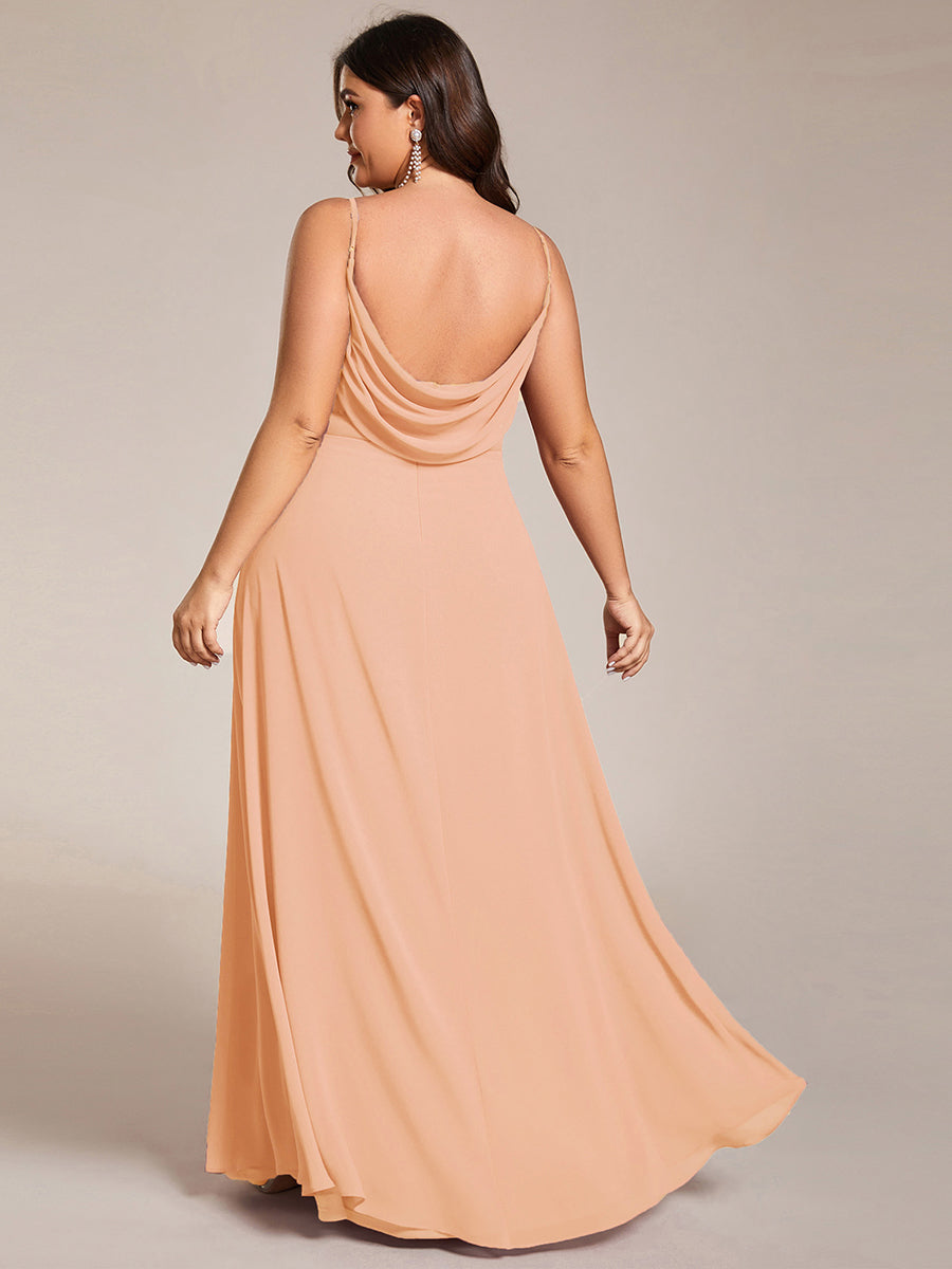 Robe de demoiselle d'honneur drapée au dos avec décolleté en cœur #Couleur_Pêche