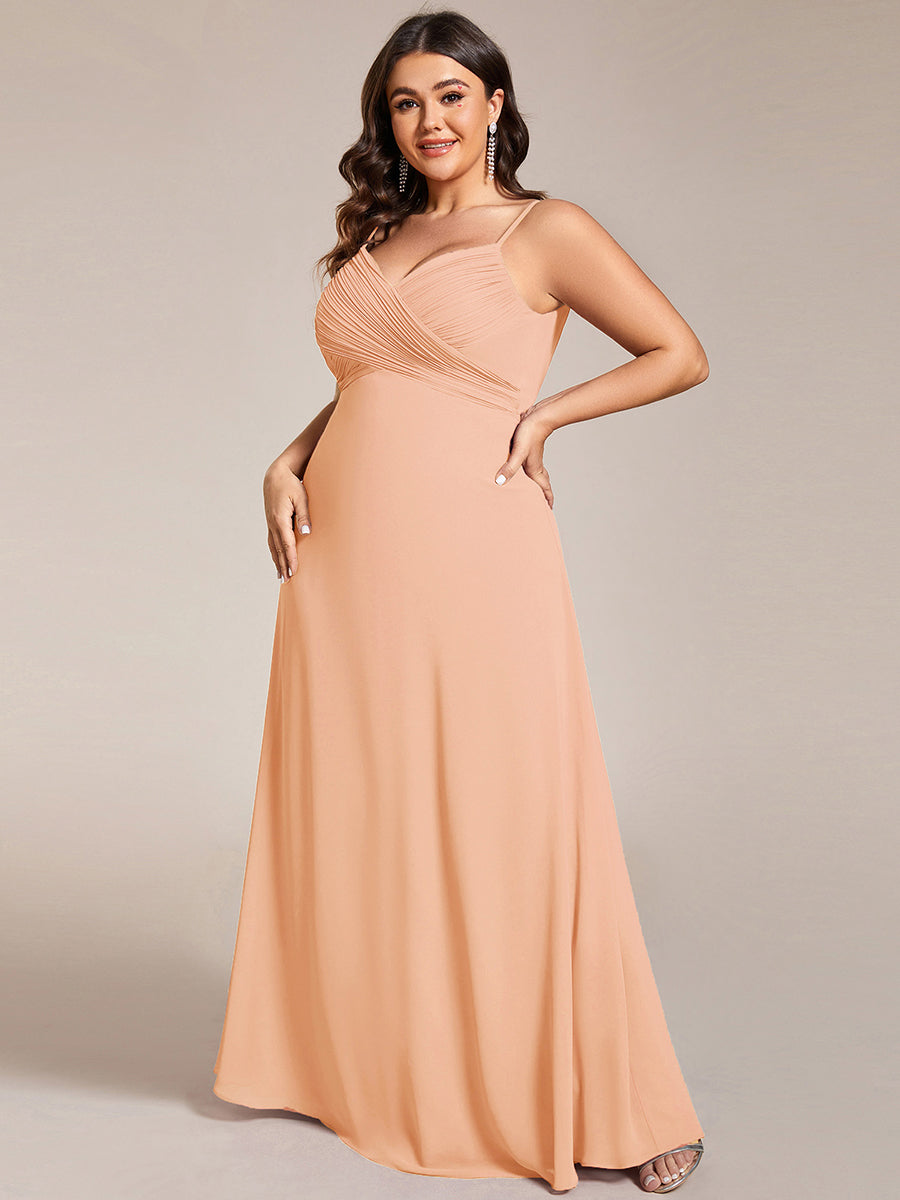Robe de demoiselle d'honneur drapée au dos avec décolleté en cœur #Couleur_Pêche
