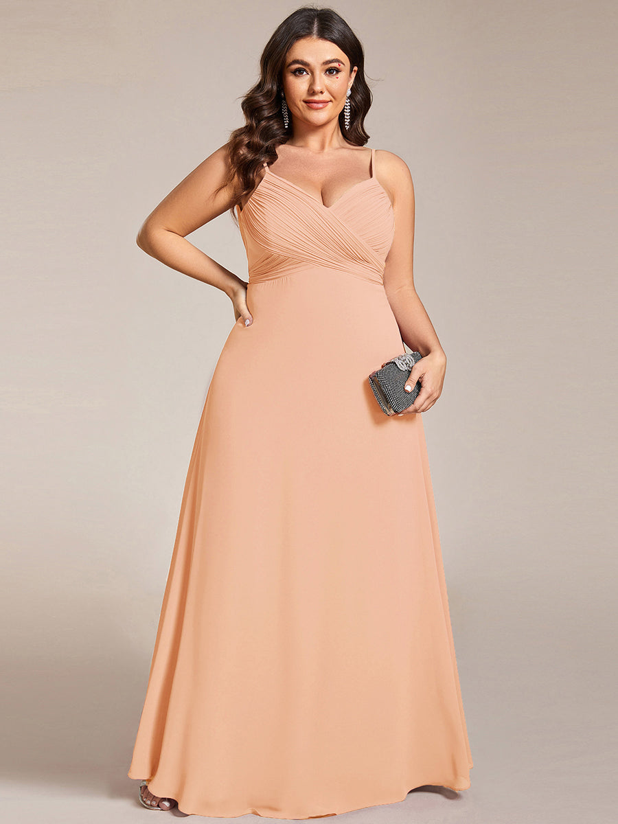 Robe de demoiselle d'honneur drapée au dos avec décolleté en cœur #Couleur_Pêche