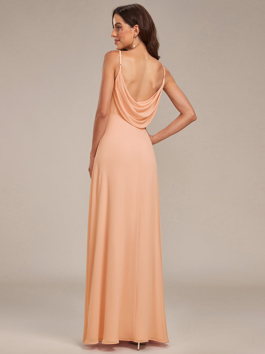 Robe de demoiselle d'honneur drapée au dos avec décolleté en cœur #Couleur_Pêche