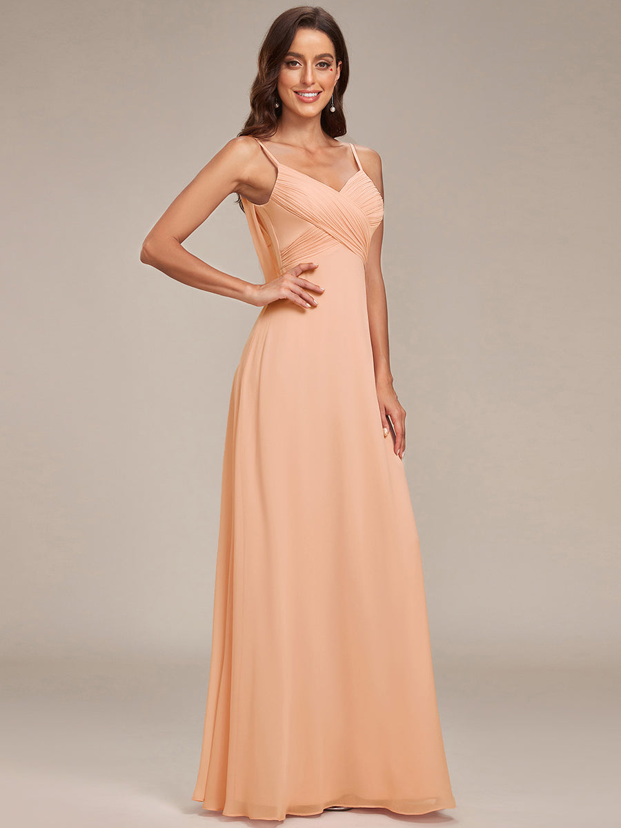 Robe de demoiselle d'honneur drapée au dos avec décolleté en cœur #Couleur_Pêche