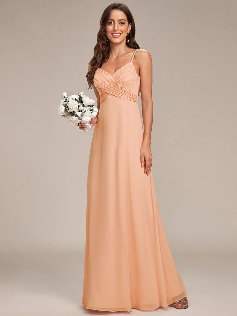 Robe de demoiselle d'honneur drapée au dos avec décolleté en cœur #Couleur_Pêche