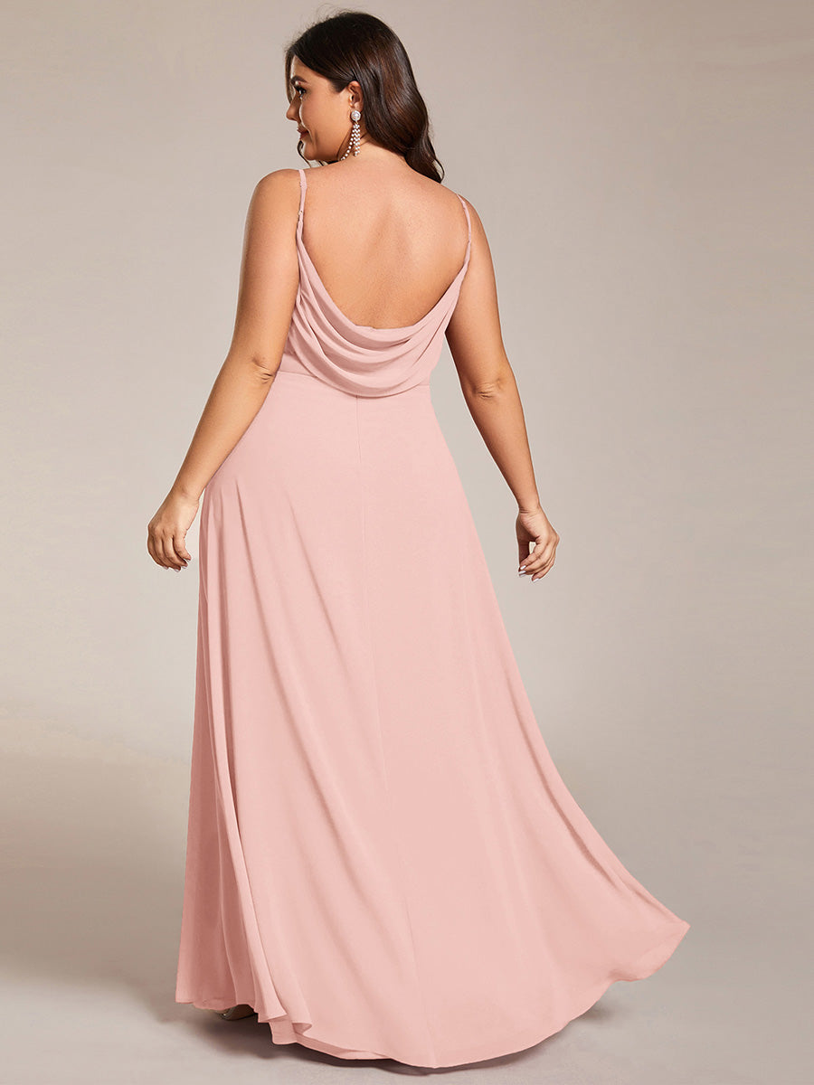 Taille personnalisée Robe demoiselle d'honneur drapée au dos décolleté en cœur #Couleur_Rose