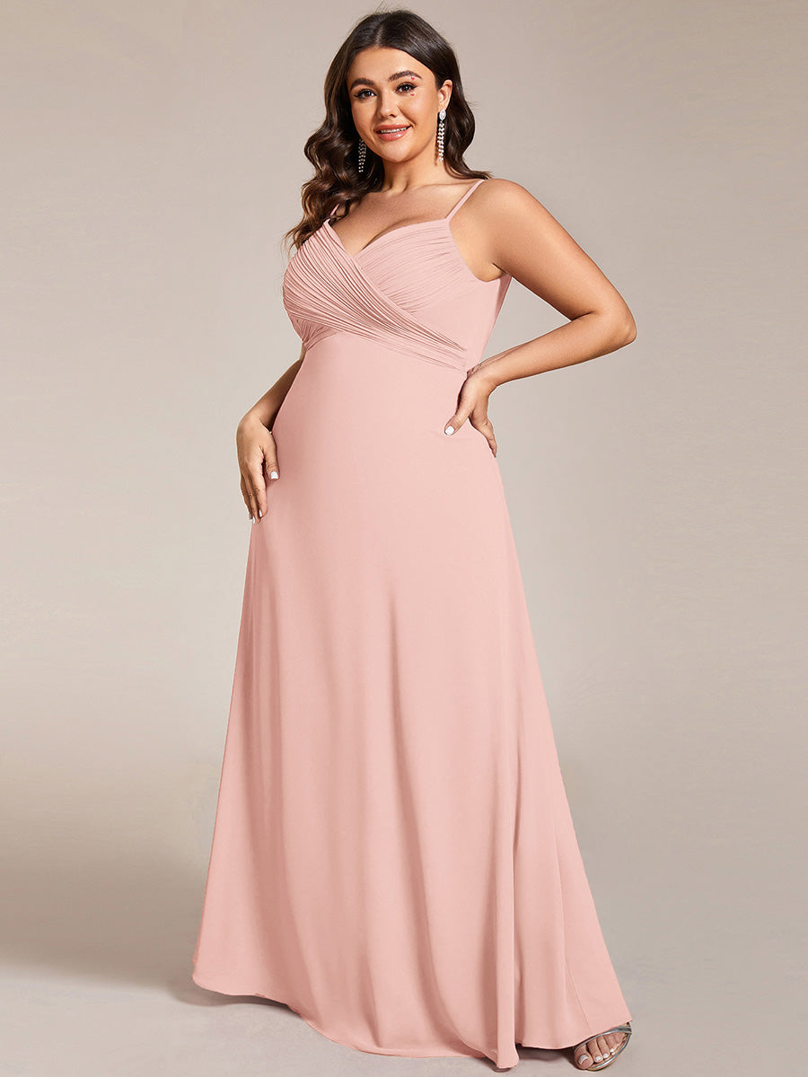 Taille personnalisée Robe demoiselle d'honneur drapée au dos décolleté en cœur #Couleur_Rose