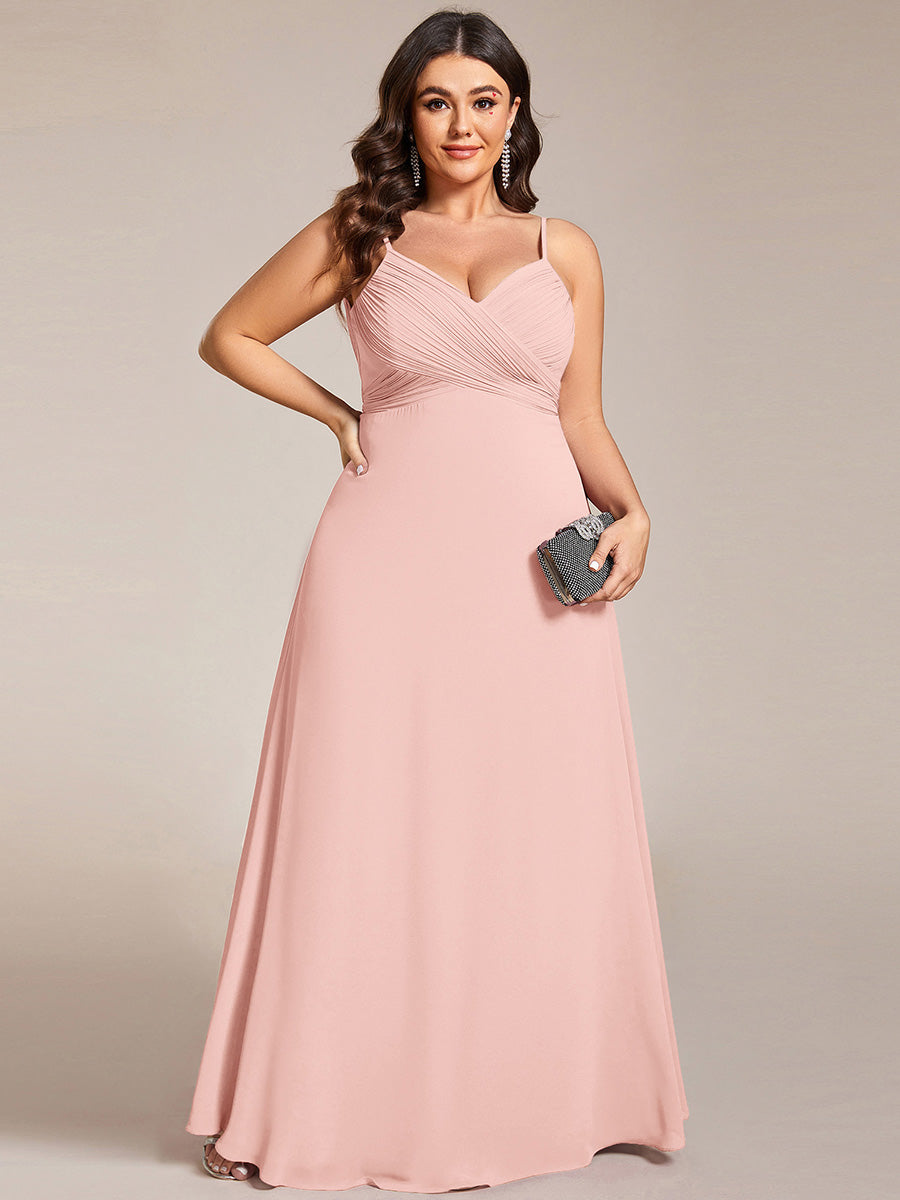 Taille personnalisée Robe demoiselle d'honneur drapée au dos décolleté en cœur #Couleur_Rose