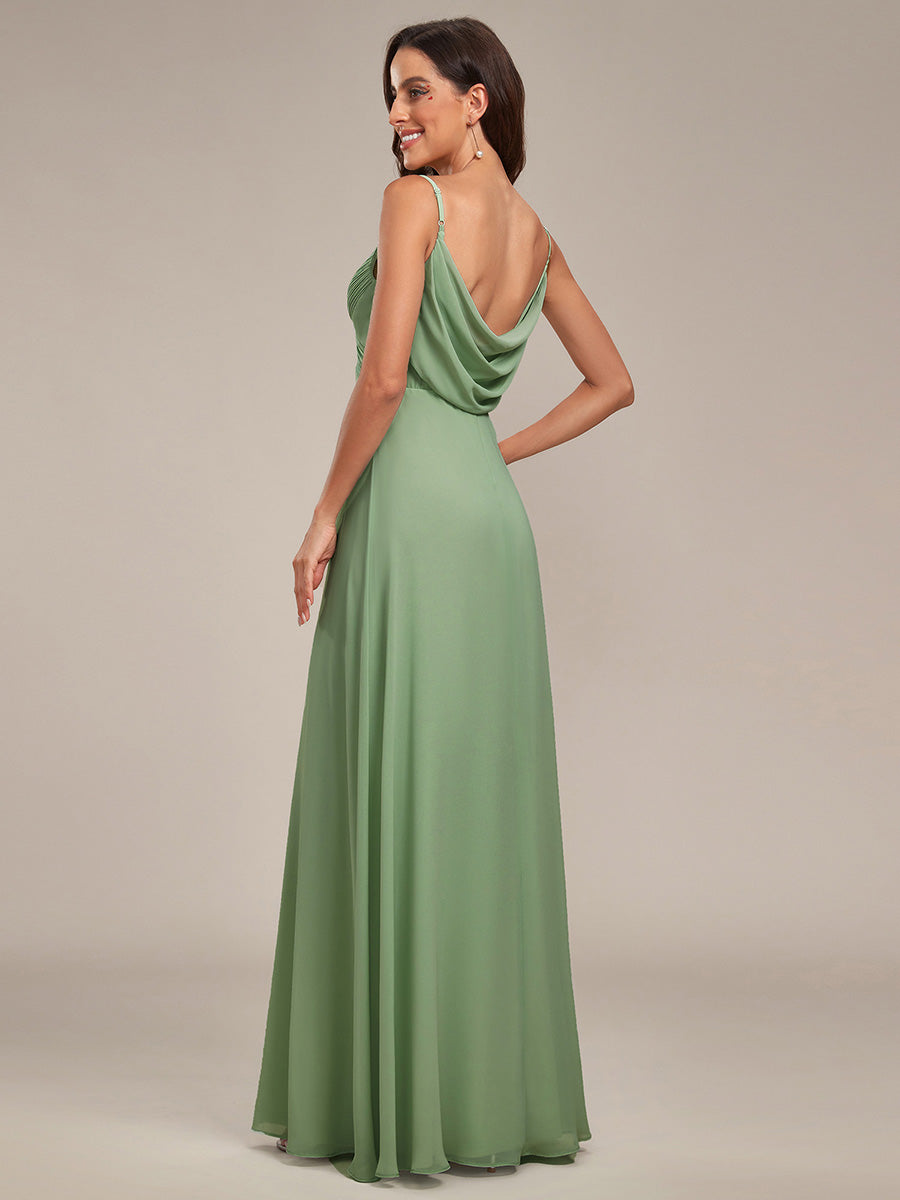 Robe de demoiselle d'honneur drapée au dos avec décolleté en cœur #Couleur_Vert Sauge