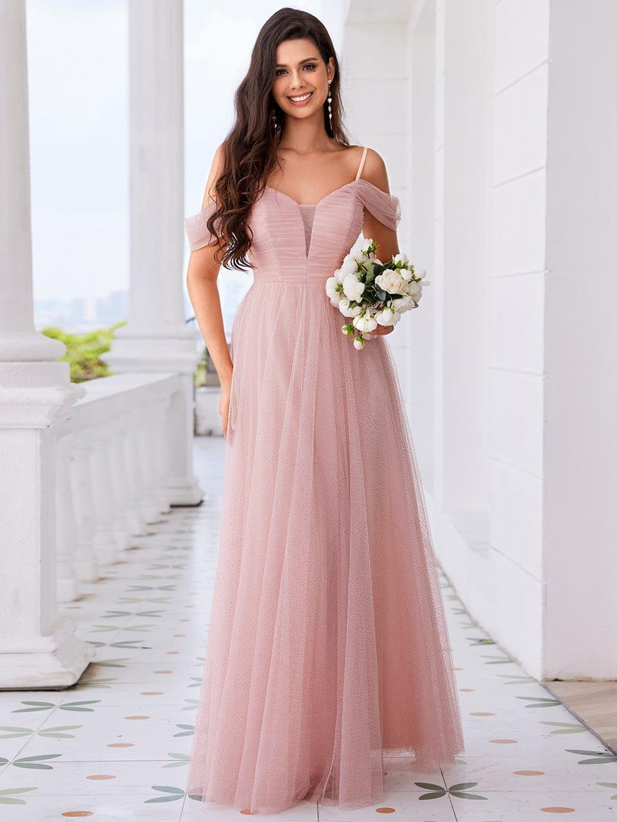 Ever-Pretty Robe Demoiselle D'Honneur Satin Fendu Col V Bretelles – Élégante Longue Ruban Taille ES02317-P