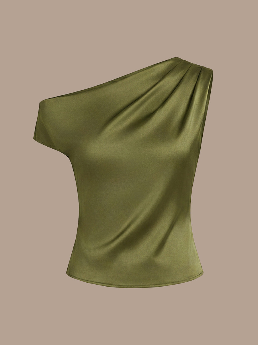 Robe courte à manches courtes dénudées sans élasticité #Couleur_Vert Olive
