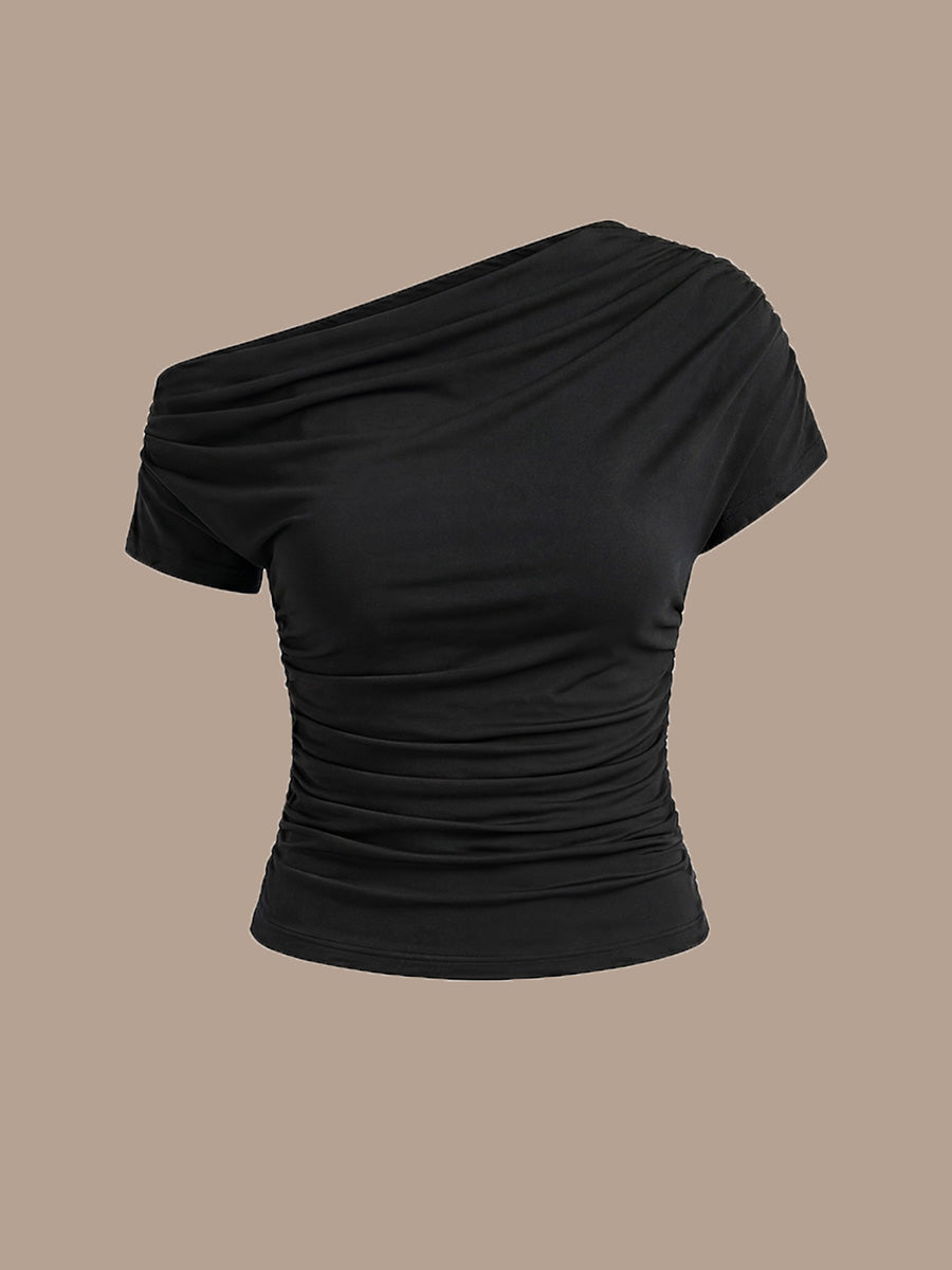 Robe midi A ligne très extensible à manches courtes dénudées élégante #Couleur_Noir