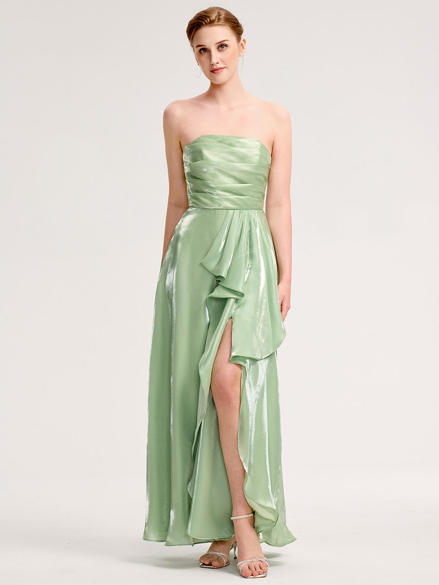 Robe d'invité de mariage trapèze en mousseline fluide à encolure ronde et longueur au genou #Couleur_Menthe Verte