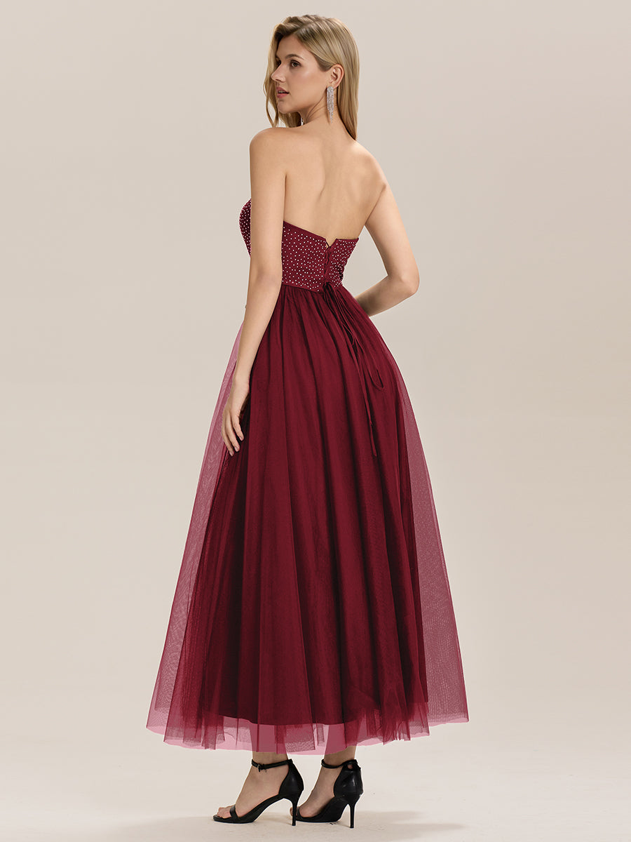 Robe de mariée dos nu fendue sur le côté #Couleur_Bordeaux