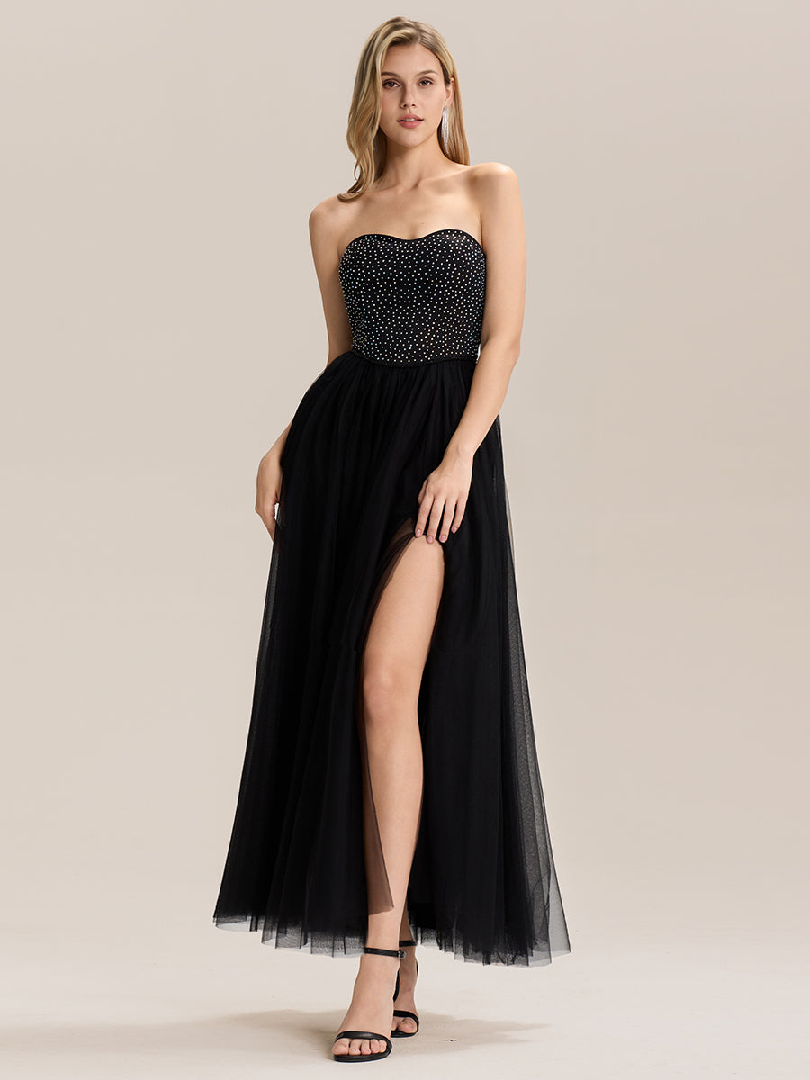 Robe de mariée dos nu fendue sur le côté #Couleur_Noir