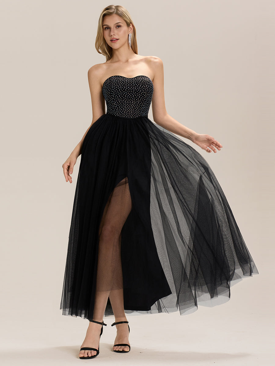 Robe de mariée dos nu fendue sur le côté #Couleur_Noir