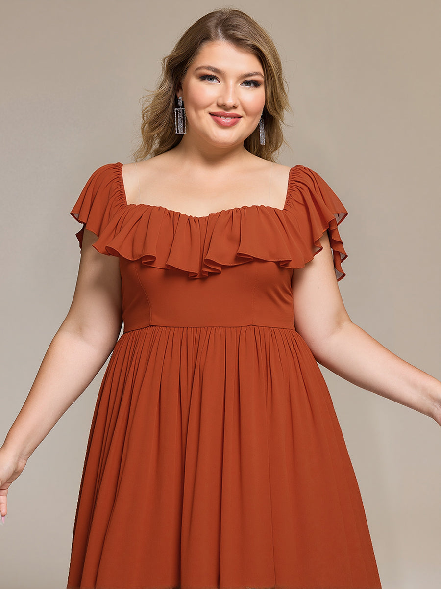 Robe midi sans manches à volants avec détail noué à l'avant design dos nu - Robe de soirée chic #Couleur_Burnt Orange