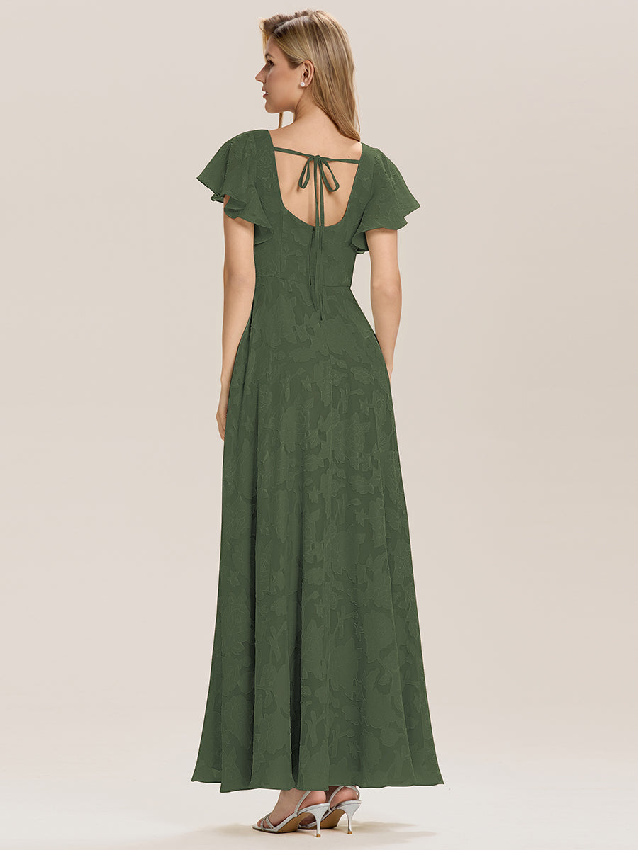 Robe de mariée dos nu fendue sur le côté #Couleur_Eucalyptus