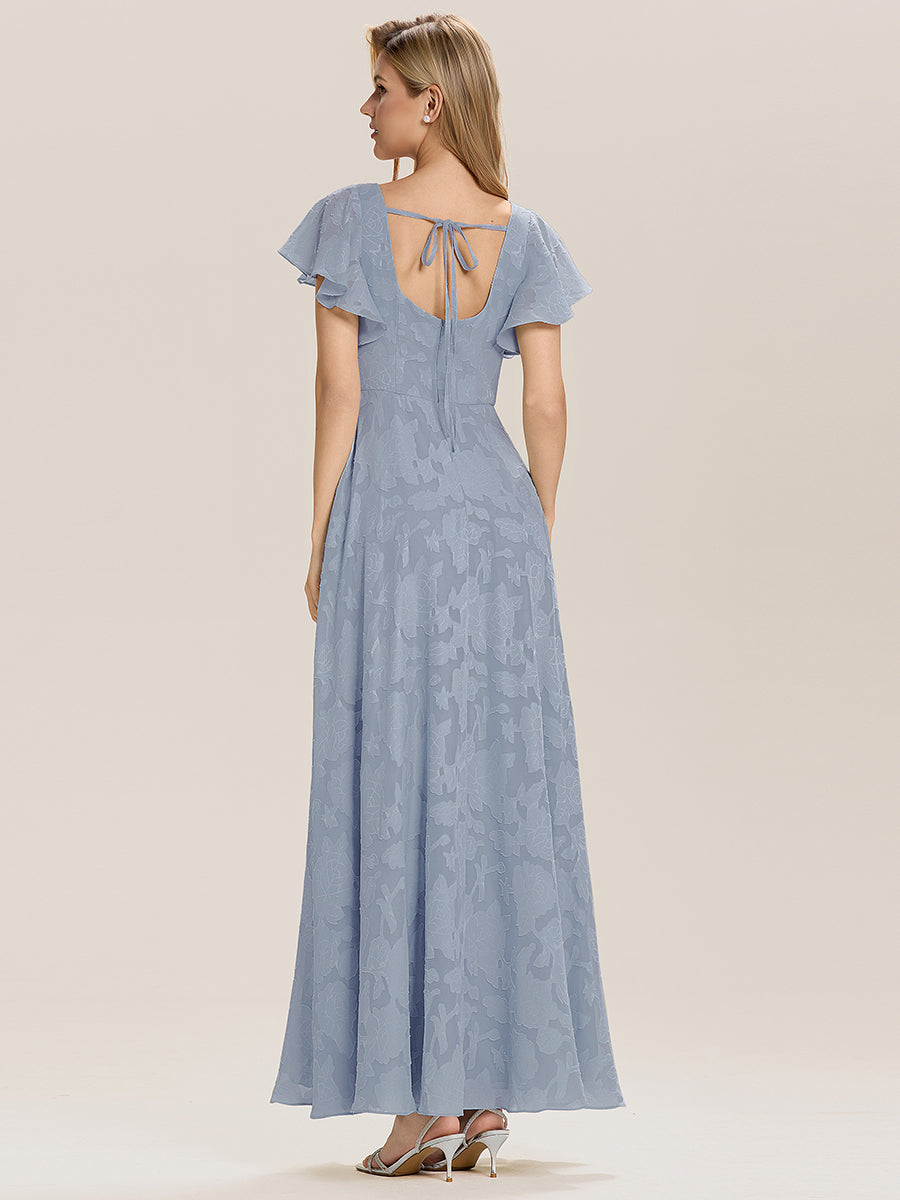 Robe de mariée dos nu fendue sur le côté #Couleur_Bleu Clair