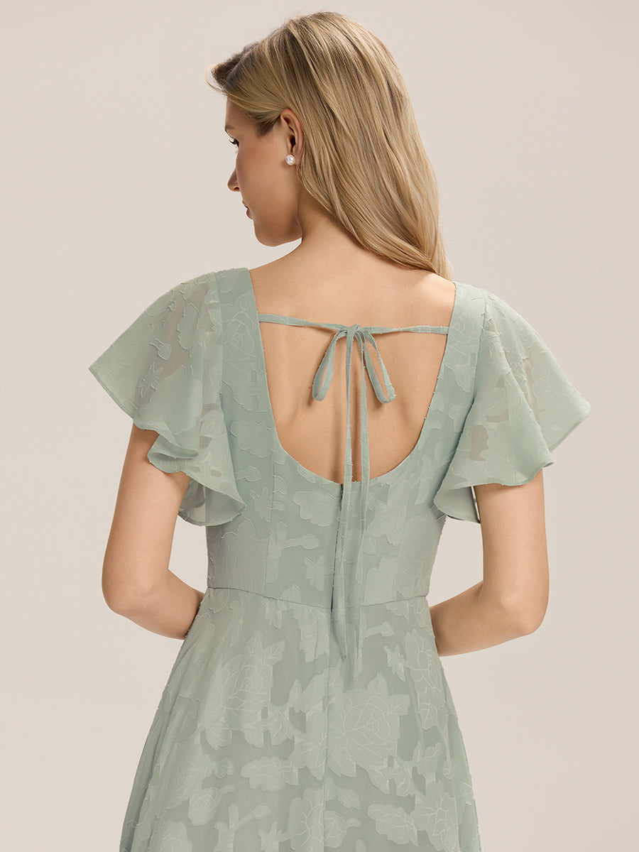 Robe de mariée dos nu fendue sur le côté #Couleur_Menthe Verte