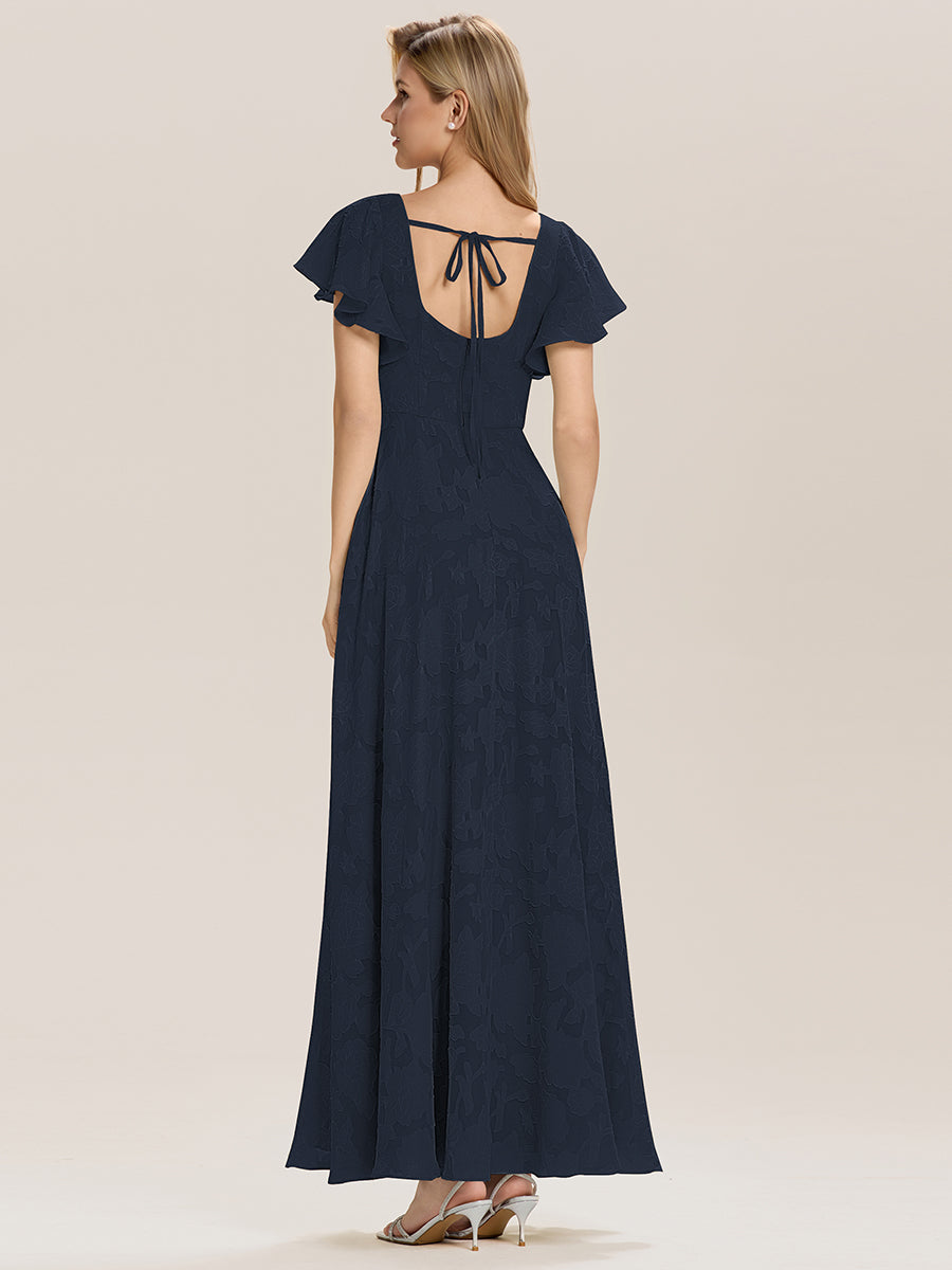 Robe de mariée dos nu fendue sur le côté #Couleur_Bleu Marine