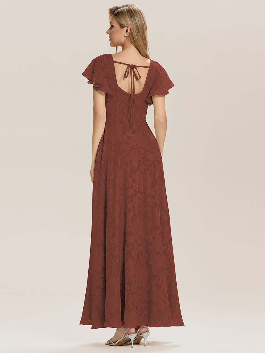 Robe de mariée dos nu fendue sur le côté #Couleur_Vermillon