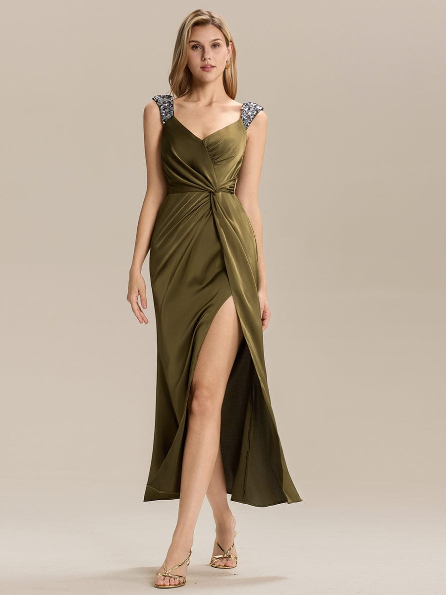 Meilleurs choix de robes de demoiselle d'honneur en satin #Couleur_Vert Olive