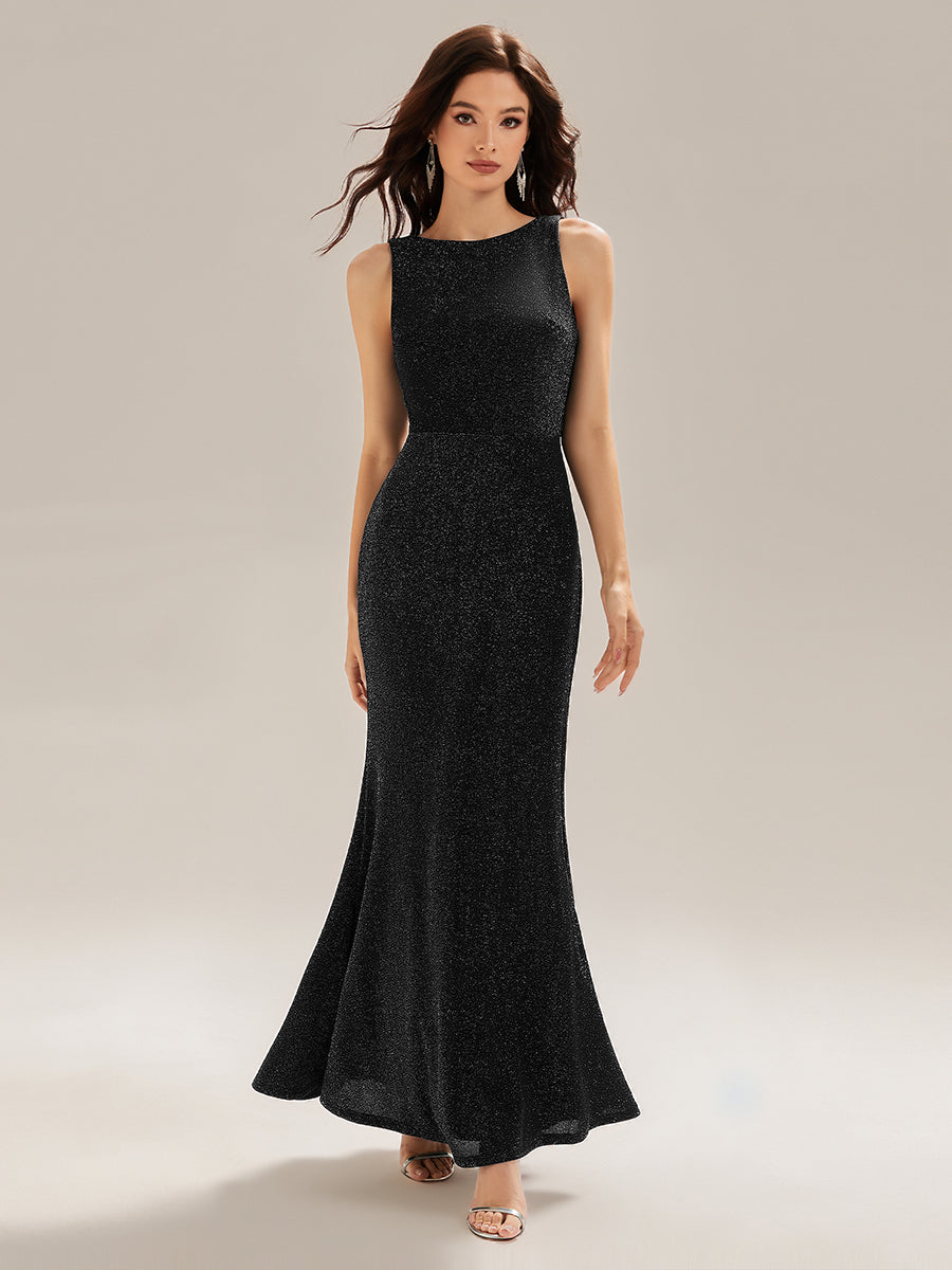 Robe de soirée sirène longue sans bretelles #Couleur_Noir