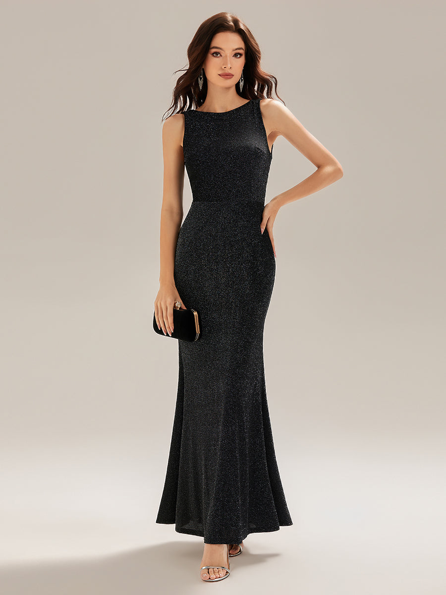 Robe de soirée sirène longue sans bretelles #Couleur_Noir