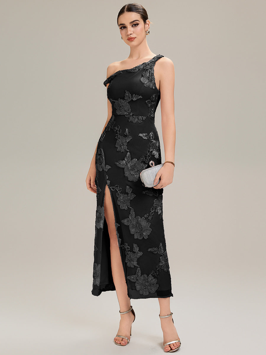 Robe de soirée chic sans manches sans bretelles en jersey extensible avec un nœud à l'avant et des rubans fluides #Couleur_Noir