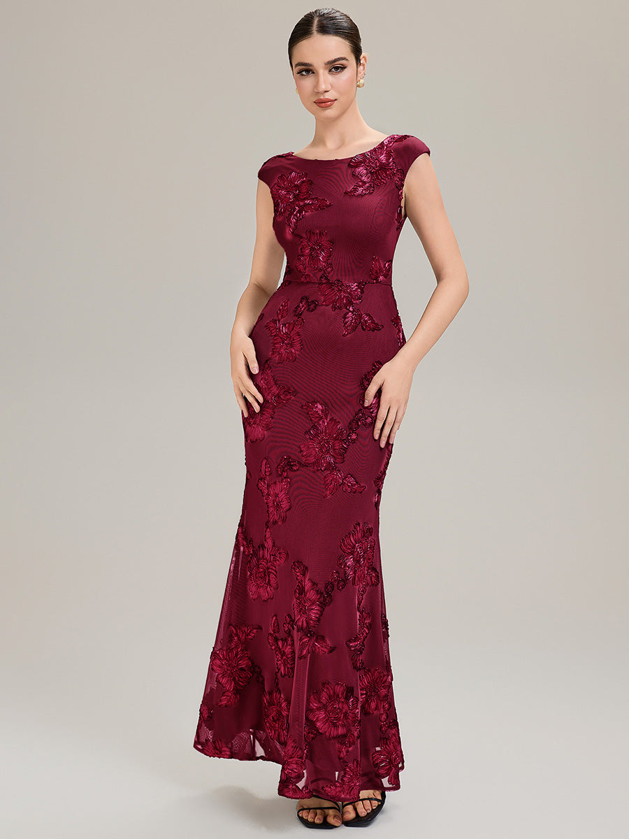 Robe Midi Sirène Sans Manches à Épaule Unique en Tissu à Faible Élasthanne Robe de Soirée Chic #Couleur_Bordeaux