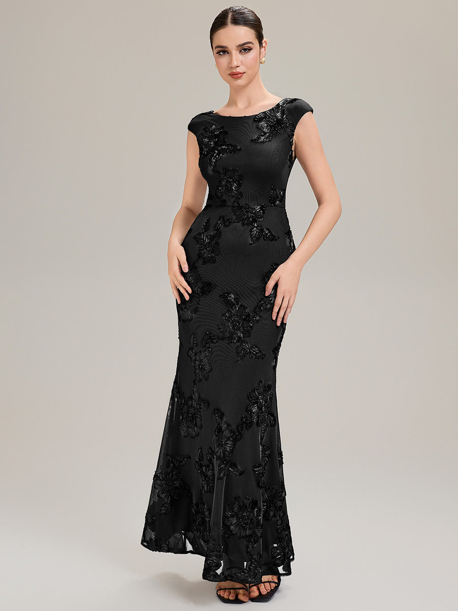 Robe Midi Sirène Sans Manches à Épaule Unique en Tissu à Faible Élasthanne Robe de Soirée Chic #Couleur_Noir