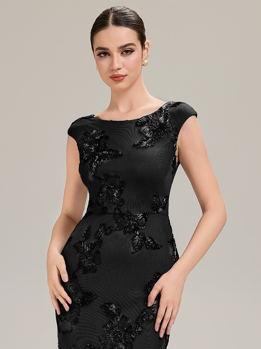 Robe Midi Sirène Sans Manches à Épaule Unique en Tissu à Faible Élasthanne Robe de Soirée Chic #Couleur_Noir