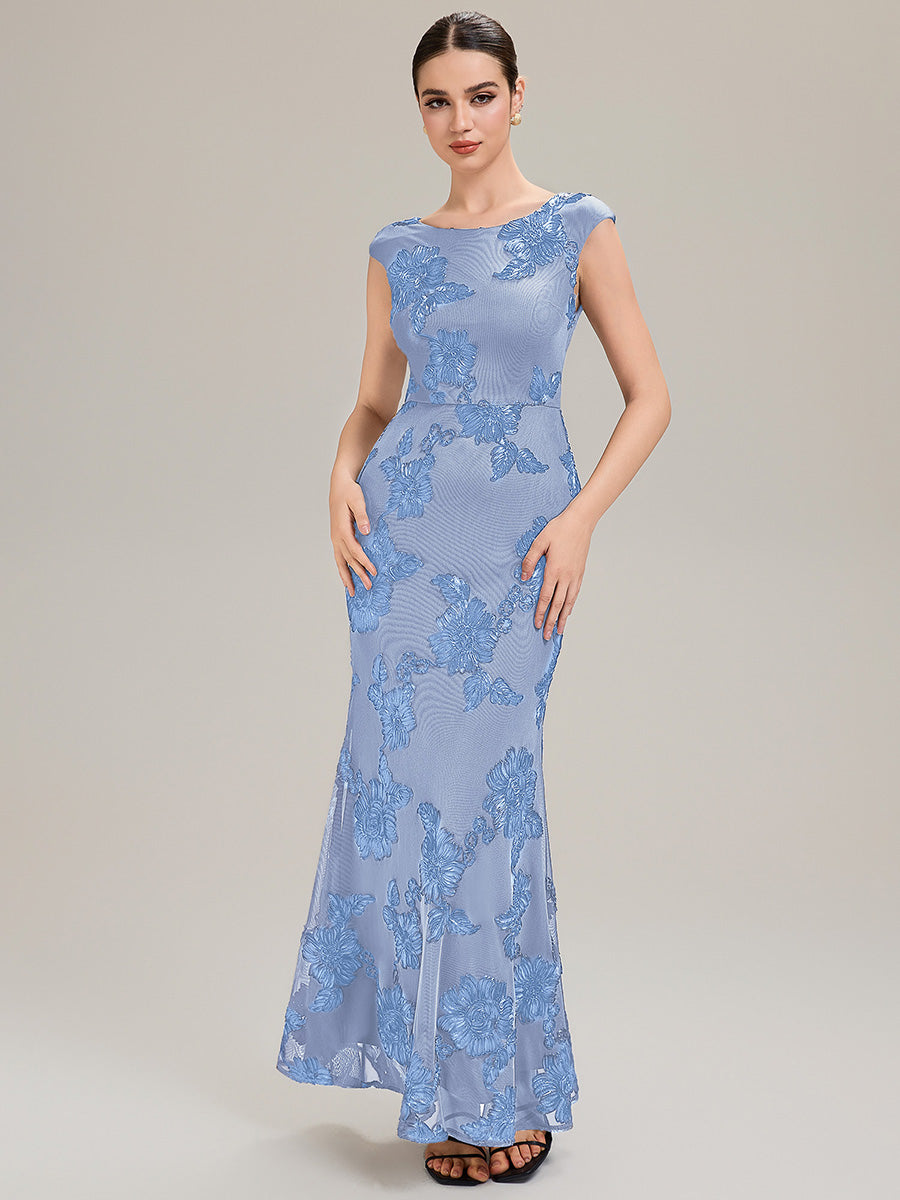 Robe Midi Sirène Sans Manches à Épaule Unique en Tissu à Faible Élasthanne Robe de Soirée Chic #Couleur_Bleu Glace