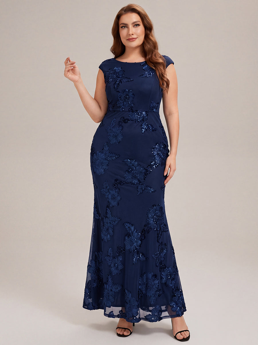 Robe Midi Sirène Sans Manches à Épaule Unique en Tissu à Faible Élasthanne Robe de Soirée Chic #Couleur_Bleu Marine