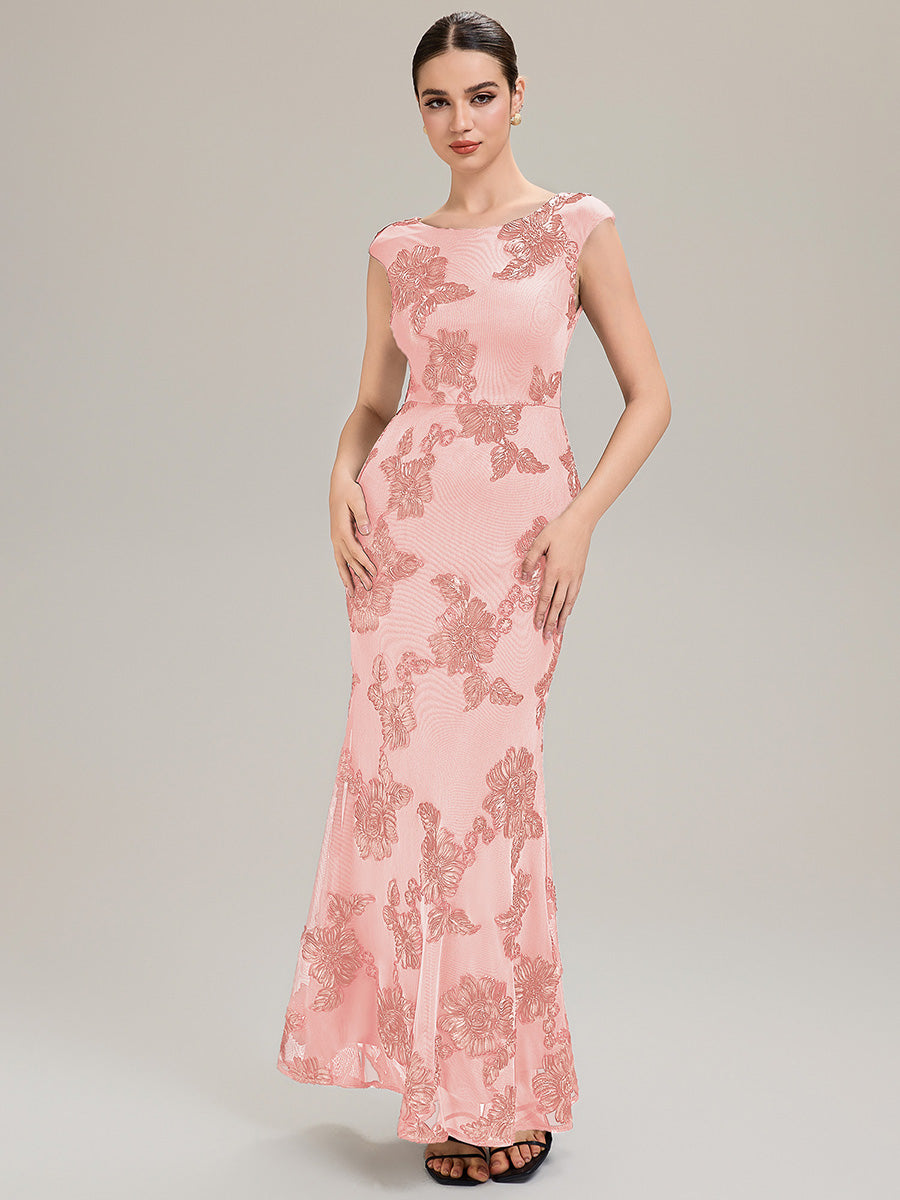 Robe Midi Sirène Sans Manches à Épaule Unique en Tissu à Faible Élasthanne Robe de Soirée Chic #Couleur_Rose