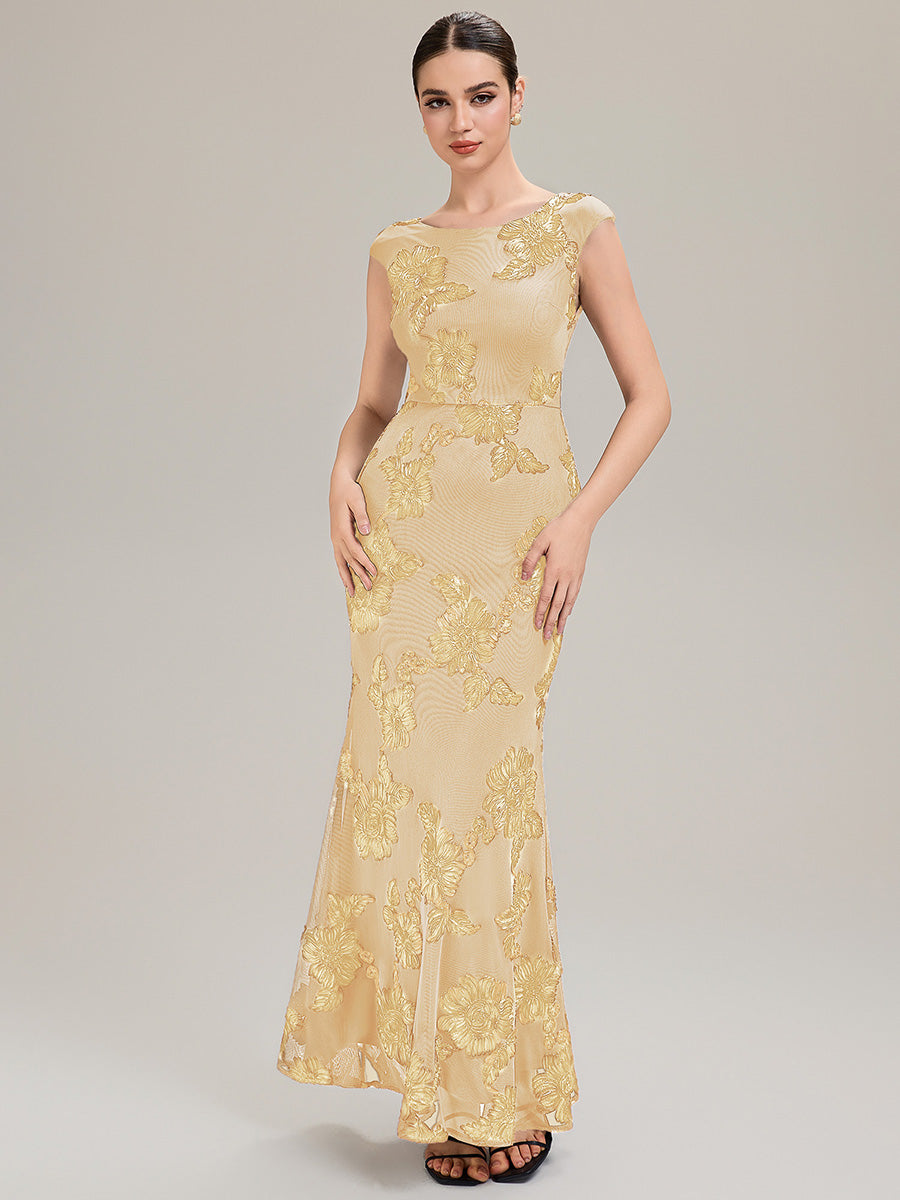 Robe Midi Sirène Sans Manches à Épaule Unique en Tissu à Faible Élasthanne Robe de Soirée Chic #Couleur_Jaune