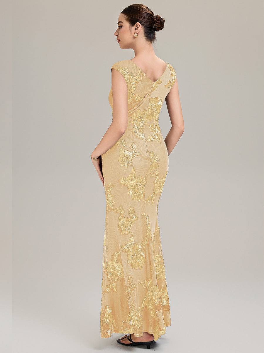 Robe Midi Sirène Sans Manches à Épaule Unique en Tissu à Faible Élasthanne Robe de Soirée Chic #Couleur_Jaune