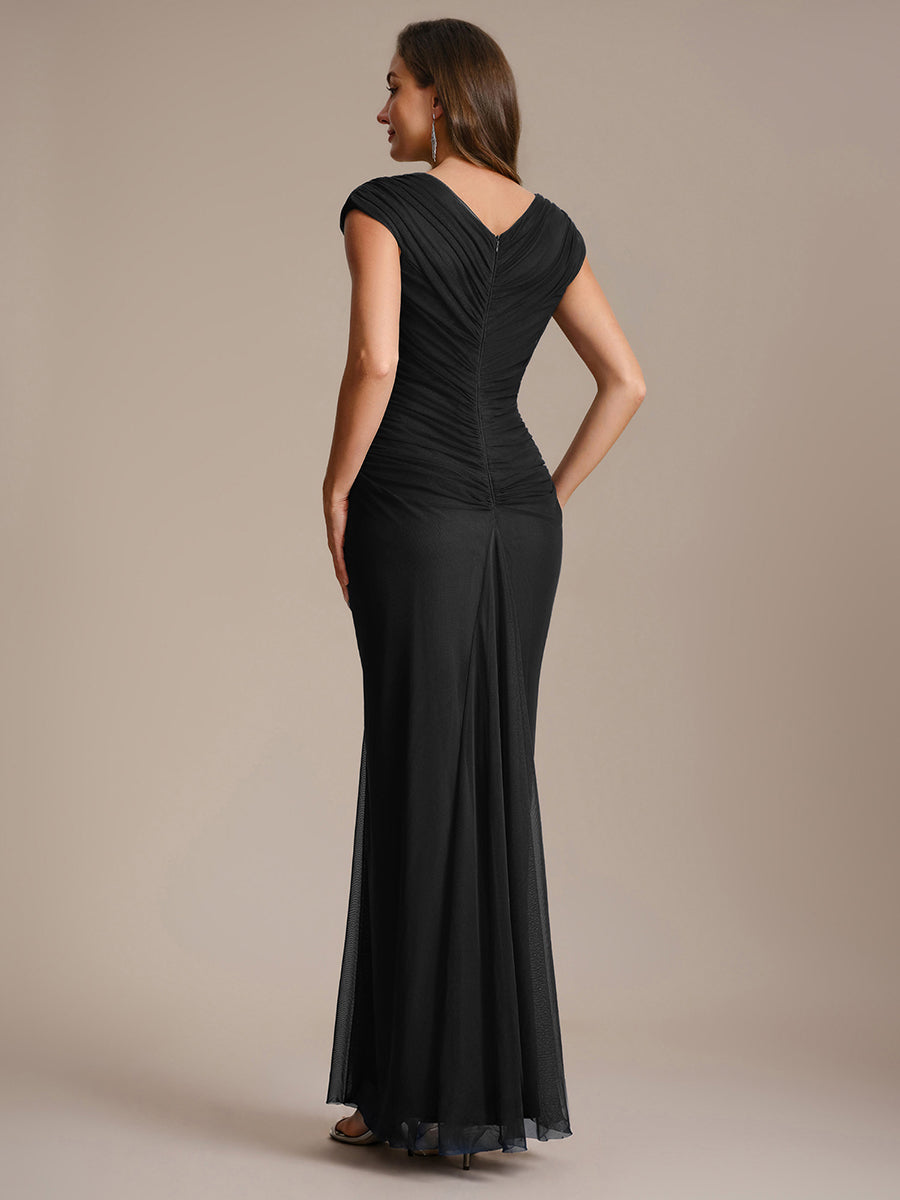 Robe maxi bodycon transparente à manches courtes en sequins #Couleur_Noir